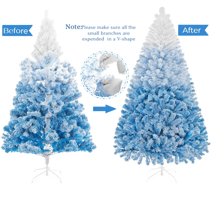 Frosted Blue Christmas Tree with Built-In LED Lights