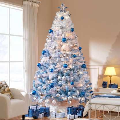 Frosted Blue Christmas Tree with Built-In LED Lights