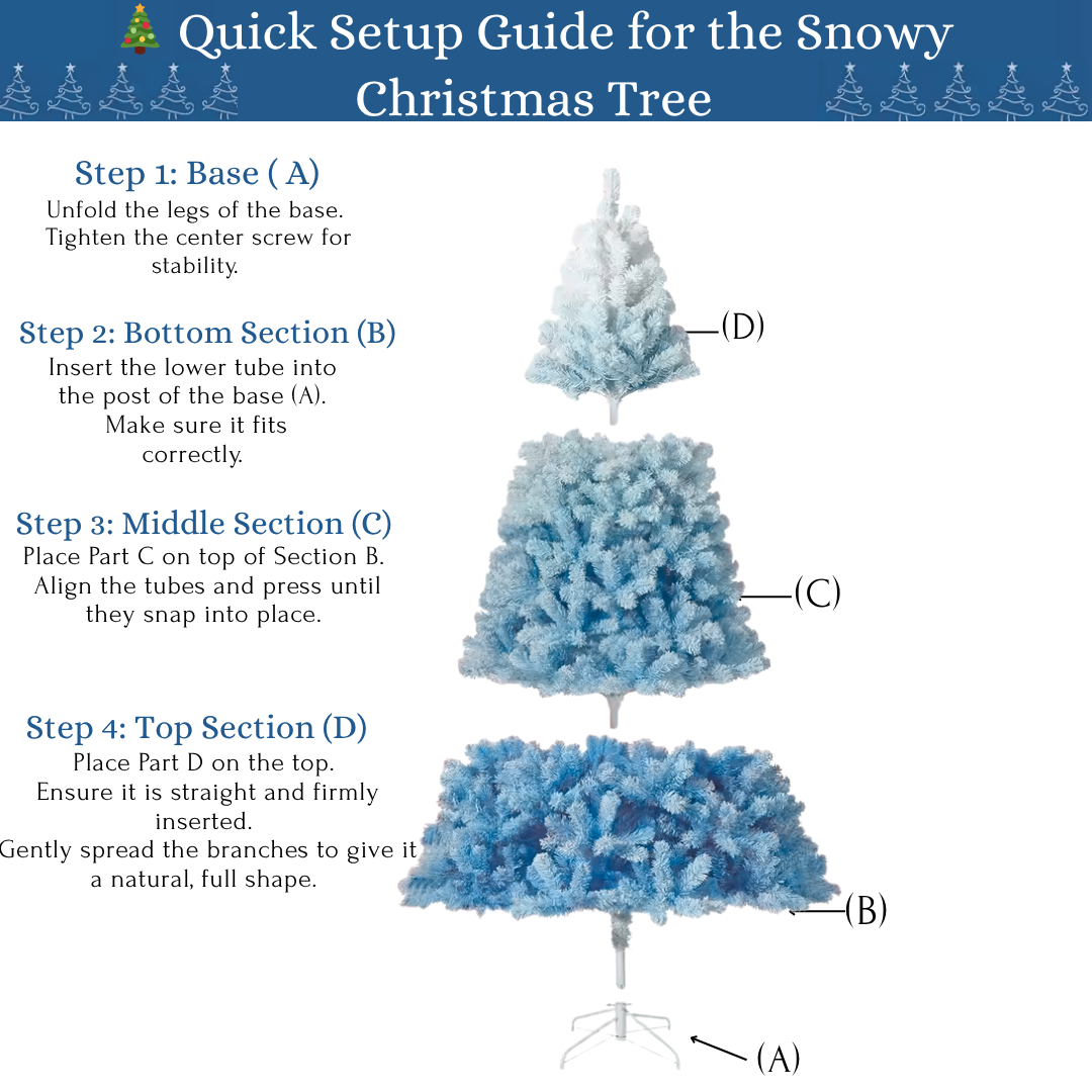 Frosted Blue Christmas Tree with Built-In LED Lights