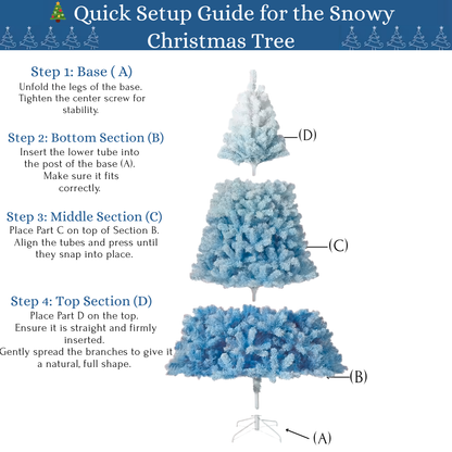 Frosted Blue Christmas Tree with Built-In LED Lights