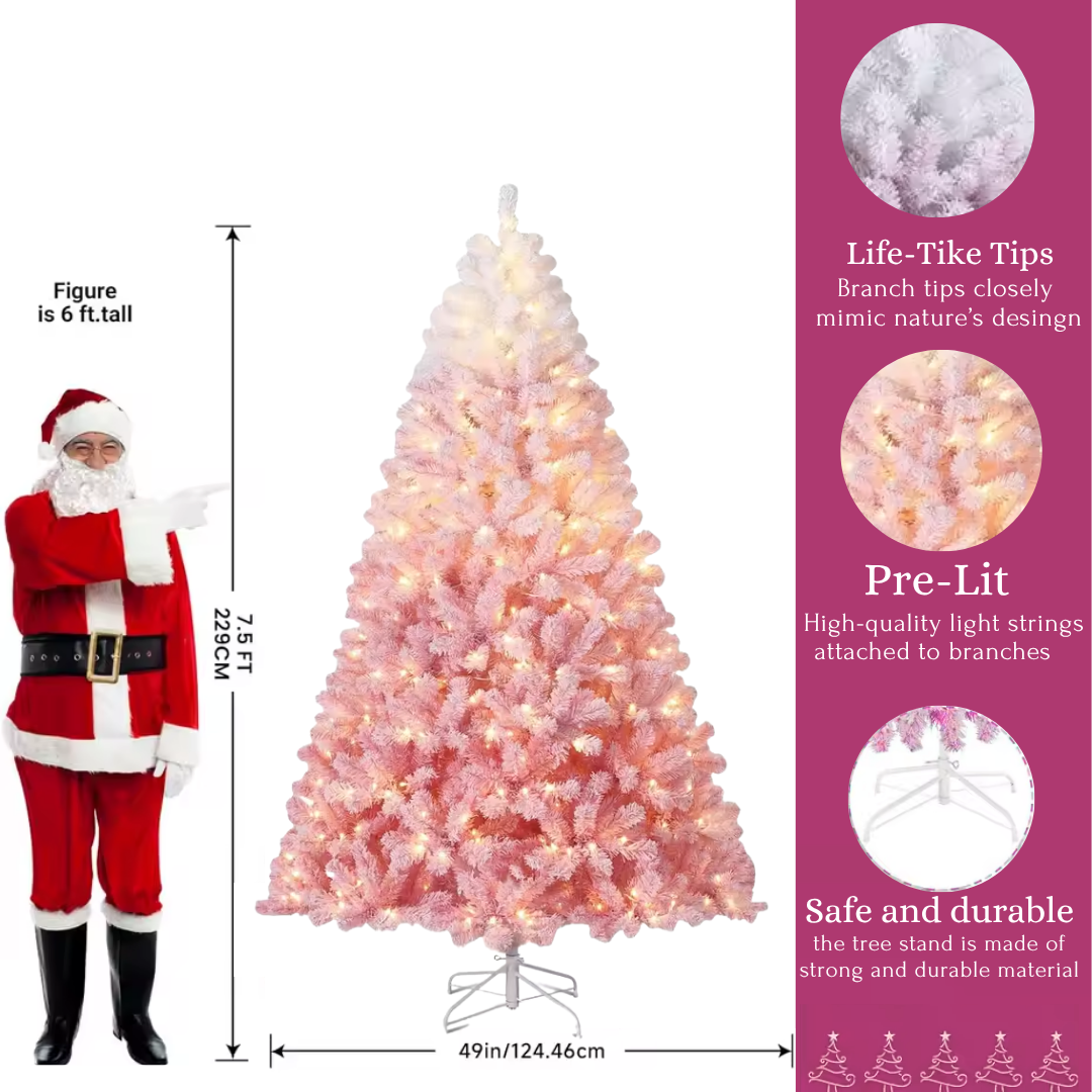 Luxury Pre-Lit Pink Christmas Tree